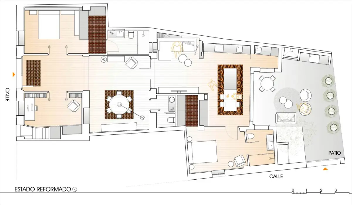 Plano de la reforma de la casa en La Silla diseñado por Conesa y Franch Arquitectos Plano en dos dimensiones de la reforma de la casa en La Silla diseñado por Conesa y Franch Arquitectos
