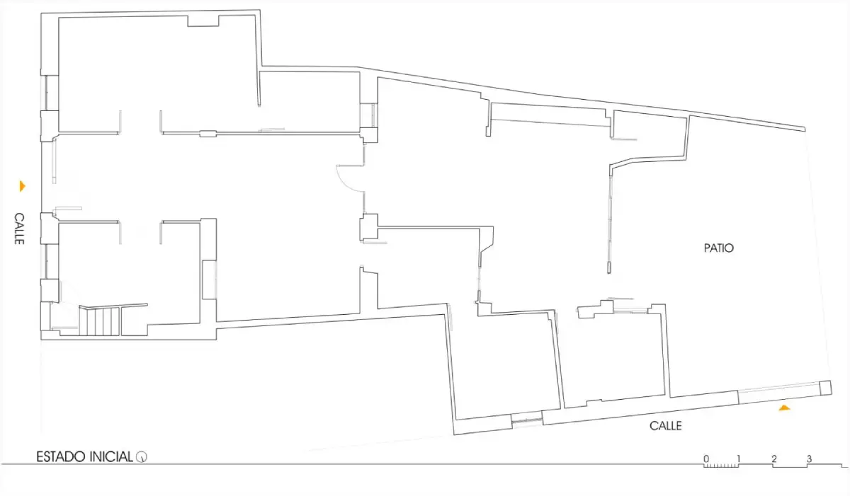 Plano inicial de la casa en La Silla diseñado por Conesa y Franch Arquitectos Plano del estado inicial de la casa en La Silla diseñado por Conesa y Franch Arquitectos