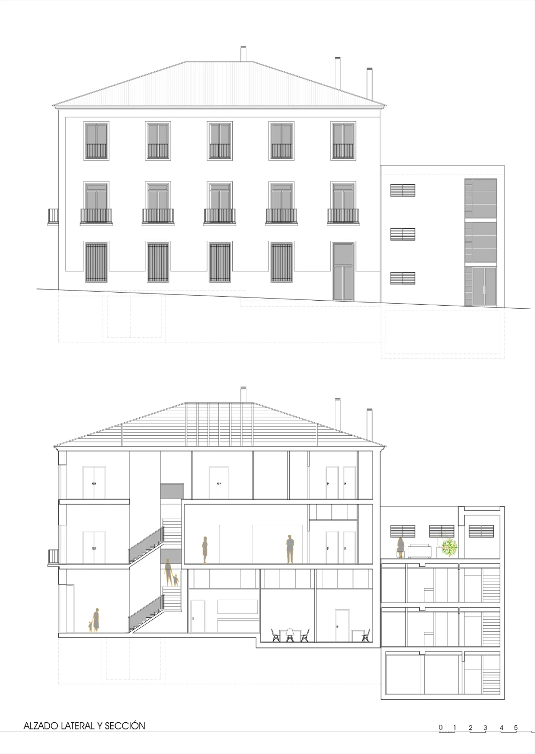 06conesafrancharquitectos alzado y seccion olivarera 1